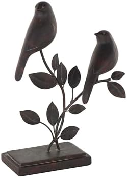 Deco 79 Polystone Bird Sculpture with Leaf Vines and Copper Shading