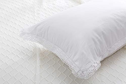 White Crocheted Lace Pillow Shams Queen Set 2PCS 30x20