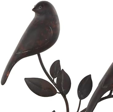 Deco 79 Polystone Bird Sculpture with Leaf Vines and Copper Shading