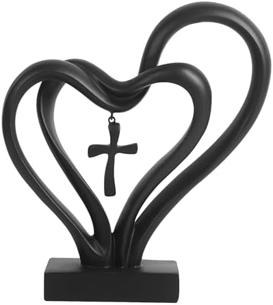 DreamsEden Romantic Wedding Sculpture - Two Hearts and Cross Decor