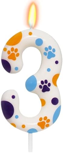 ElekFX Blue Dog Birthday Candles Number 3