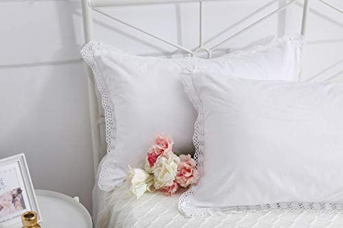 White Crocheted Lace Pillow Shams Queen Set 2PCS 30x20