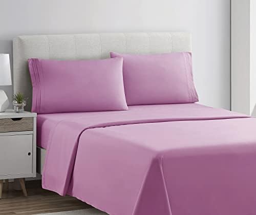 Clara Clark Luxury Soft 4 Piece Bed Sheet Set Full Light Pink
