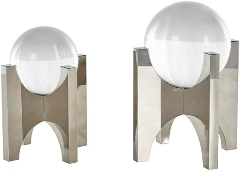 Deco 79 Glass Geometric Orb Statues with X Holder Set of 2