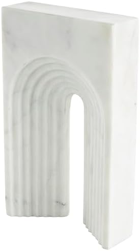 Deco 79 White Marble Rectangular Geometric Sculpture 7 x 2 x 11
