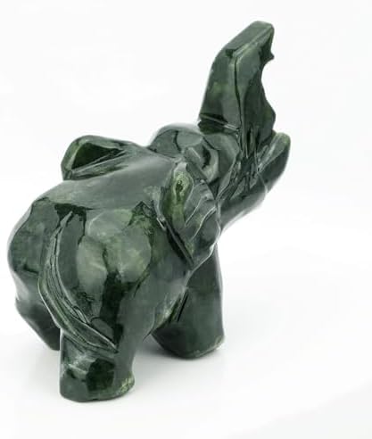 Gemshan Jade Green Elephant Statues - Feng Shui Decor Gift