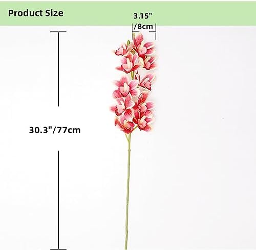 XZJMY Artificial Orchid Flowers 3D Faux Cymbidium 2PCS Dark Pink