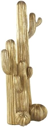 Deco 79 Gold Resin Cactus Sculpture 10x7x23 Home Decor Accent