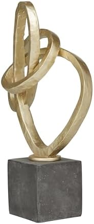 Deco 79 Polystone Abstract Gold Sculpture with Black Base