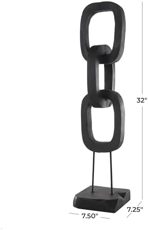 Deco 79 Black Teak Wood Chain Sculpture with Stand
