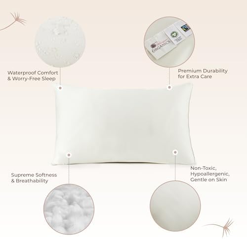 Whisper Organics Organic Cotton Pillow Protector - 2 Pack Queen Size