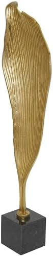 Deco 79 Gold Aluminum Leaf Sculpture with Black Marble Base 1