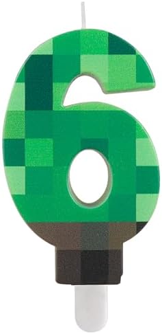 Green TNT Themed Birthday Candles Number 6