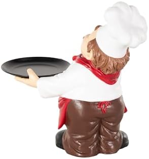 Deco 79 Polystone Chef Statue with Black Tray