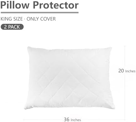 2 Pack King Size Zippered Pillow Protectors Waterproof Breathable