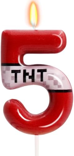 OGnomiFX Number 5 Red Birthday Candle for Kids