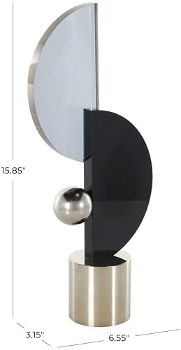 Deco 79 Glass Abstract Decor Sculpture with Silver Base