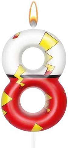 Cartoon Red White Number 8 Birthday Candle