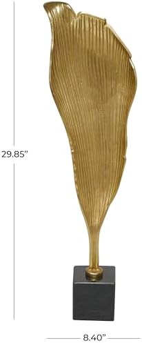 Deco 79 Gold Aluminum Leaf Sculpture with Black Marble Base 1