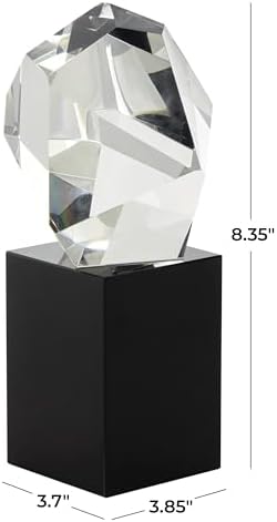 Deco 79 Glass Abstract Decorative Statue with Black Base