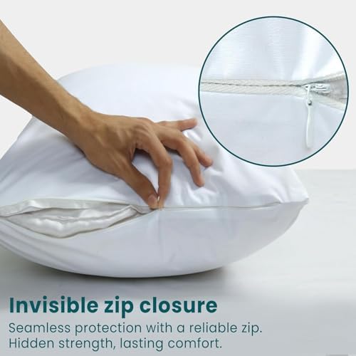 Waterproof Pillow Protectors with Zipper - 4 Pack King Size