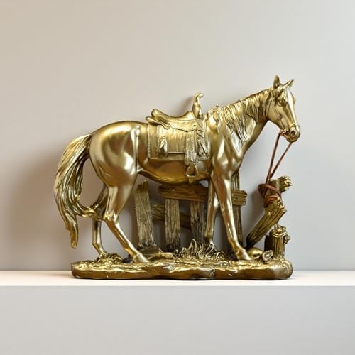 Golden Horse Statue Figurine Sculpture Resin Decor