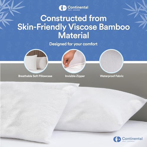 Continental Bedding Bamboo Viscose Pillow Protectors 16x16 Zippered Pack of 1