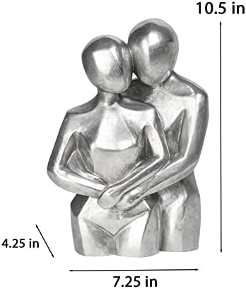 Guichifun Modern Hug Couple Statue Silver Resin Decor Figurine