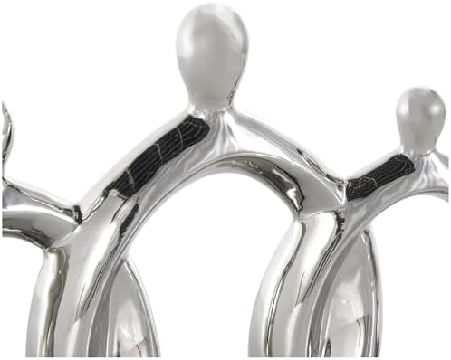 Deco 79 Ceramic Family Sculpture with Black Base 12 x 10 Silver