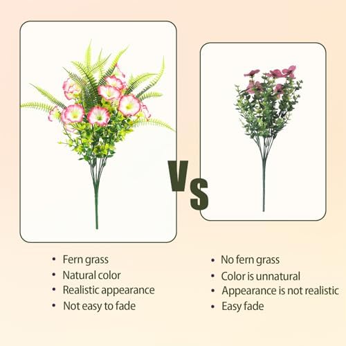 HIAGROW 12 Bundle Pink Artificial Flowers with Fern