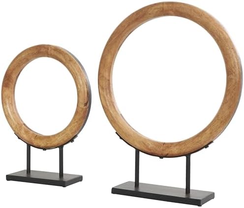 Deco 79 Modern Wooden Sculpture Set with Black Stands