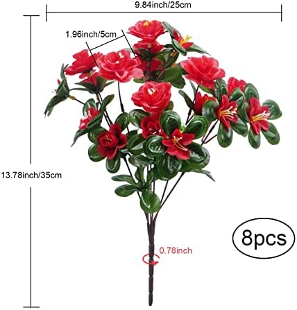 GTIDEA 8pcs Red Artificial Geraniums for Outdoor Decor