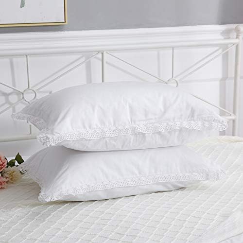 White Crocheted Lace Pillow Shams Queen Set 2PCS 30x20