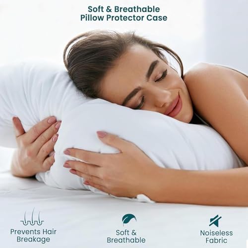 Waterproof Pillow Protectors with Zipper - 4 Pack King Size