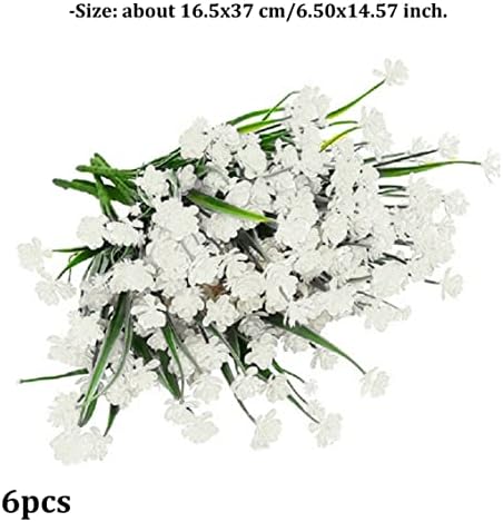 Banziaju 6 Bundles Artificial Flowers 7 Stems UV Resistant White Faux Plants