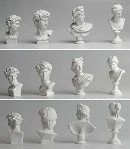 TRANSGOOD 4Pcs Classic Greek Bust Resin Statues Home Decor