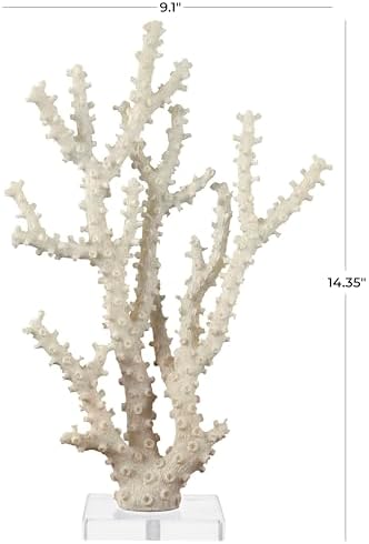 Deco 79 Cream Coral Sculpture with Clear Acrylic Base
