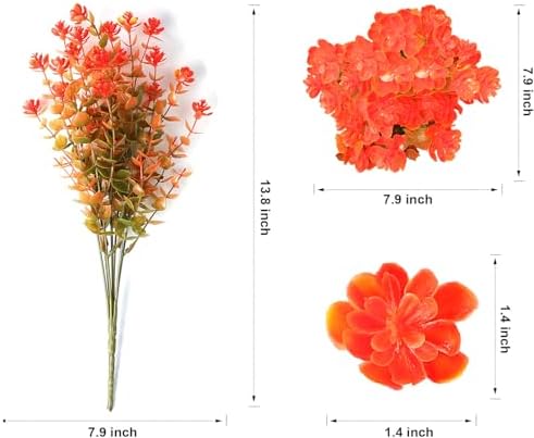 MEHUKAII 12 Bundles Artificial Fall Flowers - Orange