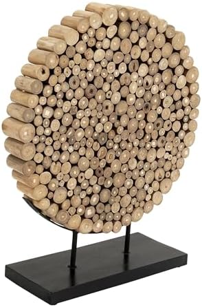 Deco 79 Modern Teak Wood Sculpture with Black Stand