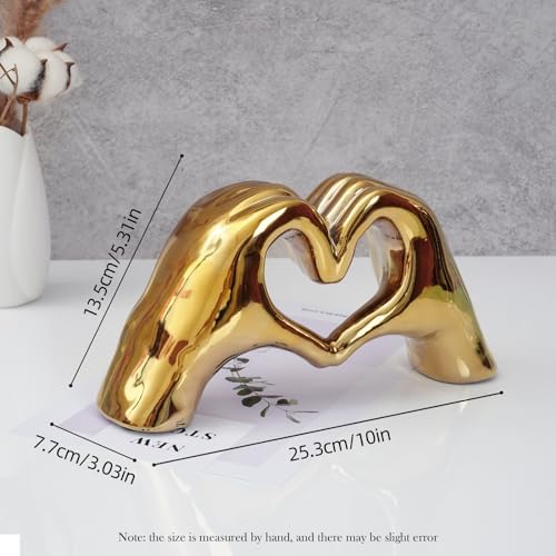 Notakia Gold Heart Hands Statue - Modern Decor Sculpture