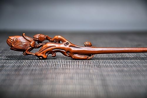 Handcrafted Boxwood Magnolia Flower Hairpin Statue
