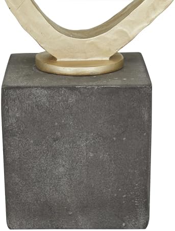 Deco 79 Polystone Abstract Gold Sculpture with Black Base