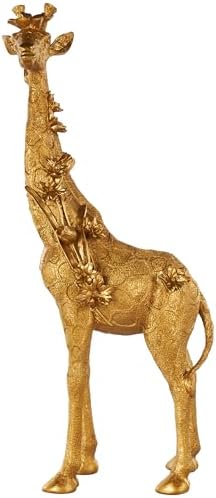 Deco 79 Satin Gold Resin Giraffe Sculpture