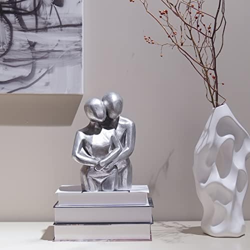 Guichifun Modern Hug Couple Statue Silver Resin Decor Figurine