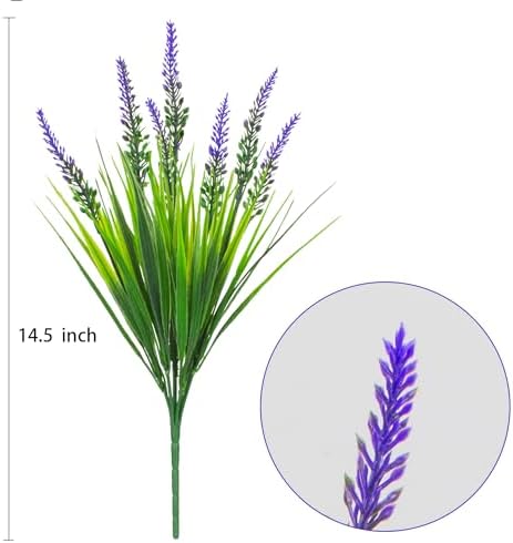 Gamity 8 Bundles Artificial Monkey Grass with Faux Lavender Flowers Purple