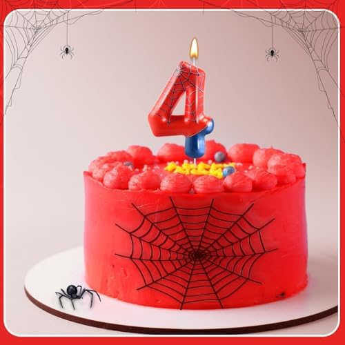 AXBMM Spider Themed Number 4 Birthday Candle - Party Decoration