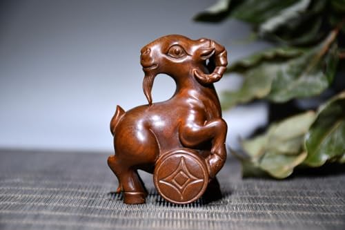 LimpaC Collection Boxwood Animal 12 Zodiac Copper Cash Sheep Sculpture
