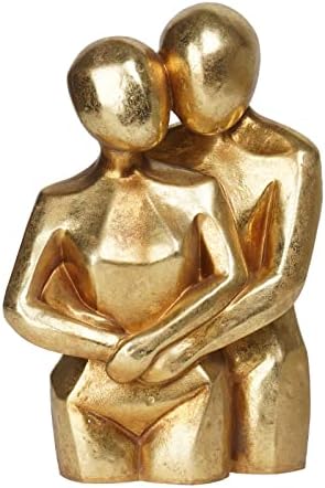Guichifun Romantic Hug Couple Statue - Modern Gold Resin Collectible Figurine