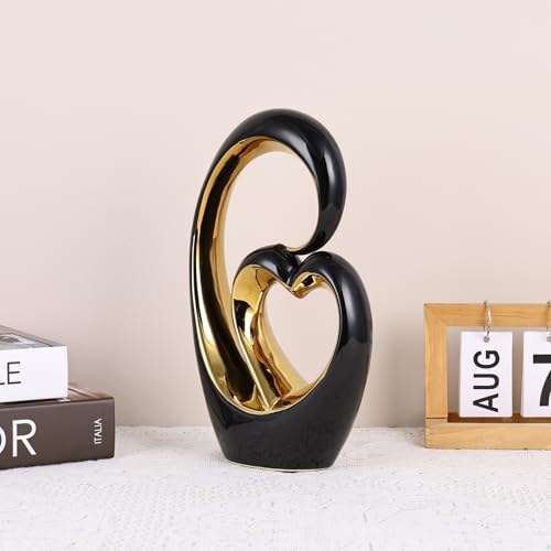LCCCK Black and Gold Heart Love Statue Decor
