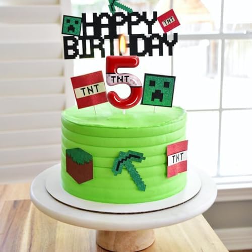OGnomiFX Number 5 Red Birthday Candle for Kids